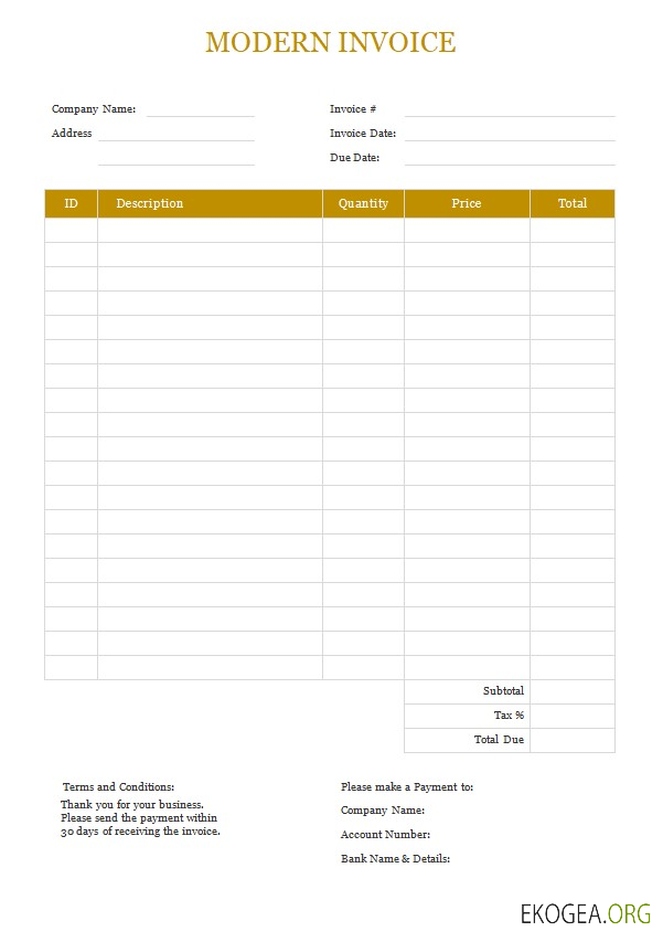 Modèle de facture moderne gratuit